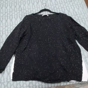 LOFT Size Large L pullover black speckled sweater